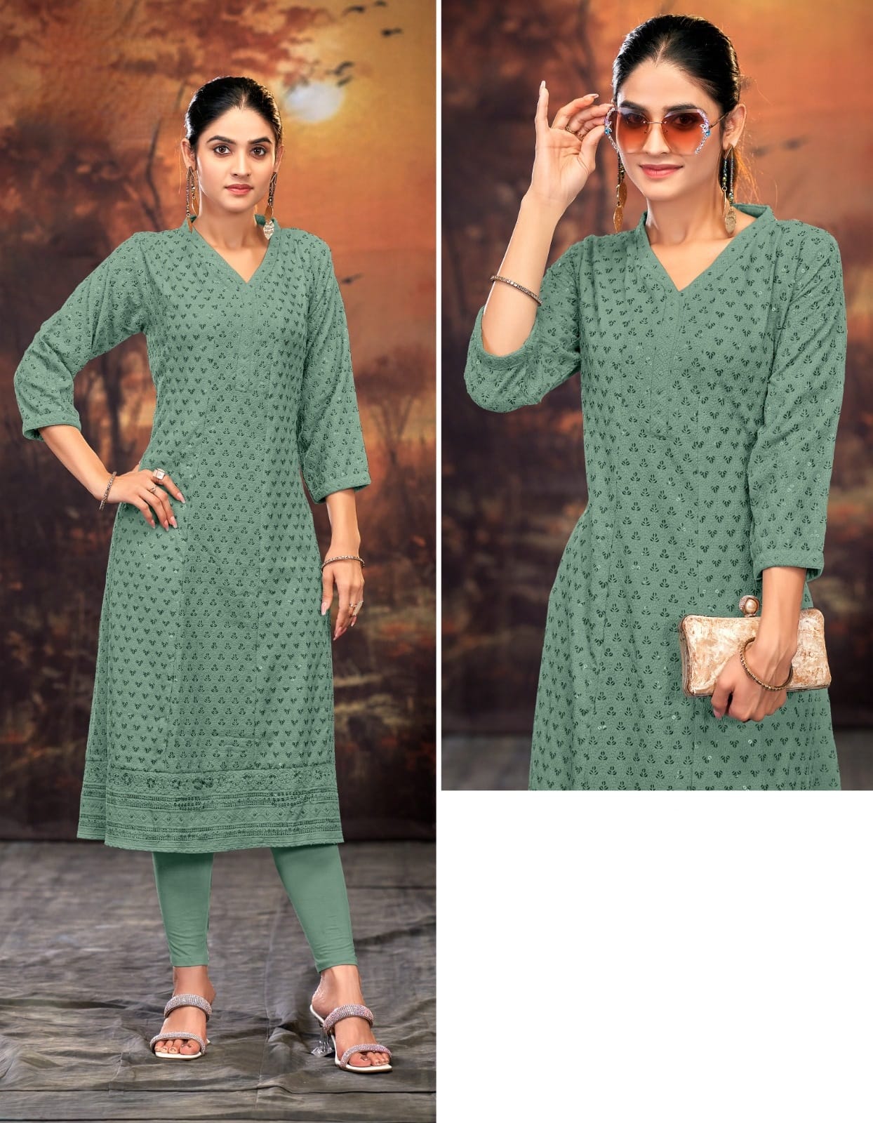 LATEST VISCOSE REYON CHIKANKARI WORK KURTI IN WHOLESALE