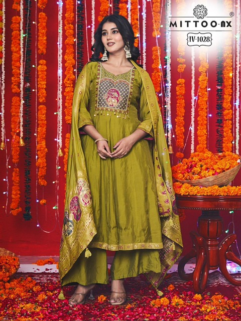 MITTOO 1028 EMBROIDERED THREE PIECE SET IN WHOLESALE