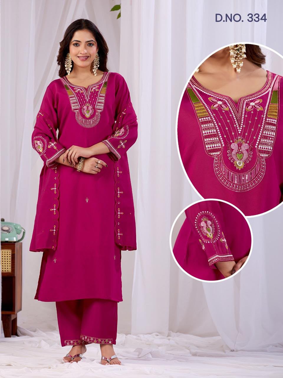 MITTOO 334 FANCY THREE PIECE SET IN COMBO WHOLESALE