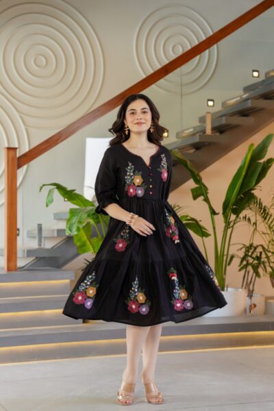 FANCY COTTON EMBROIDERY WORK GOWN IN WHOLESALE