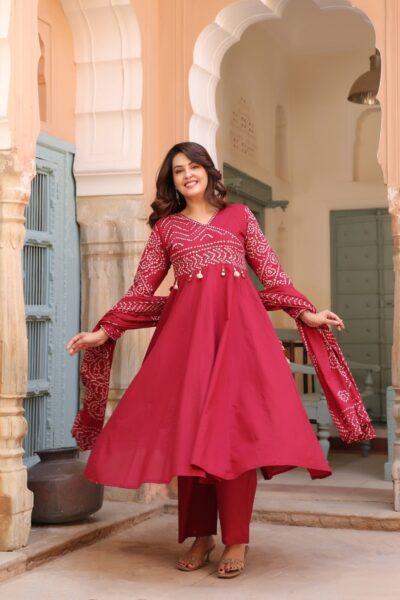 PURE COTTON ANARKALI GOWN SET IN WHOLESALE