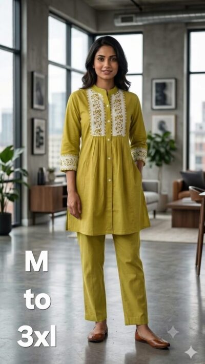 SH COTTON EMBROIDERED WORK CO ORD SET WHOLESALE