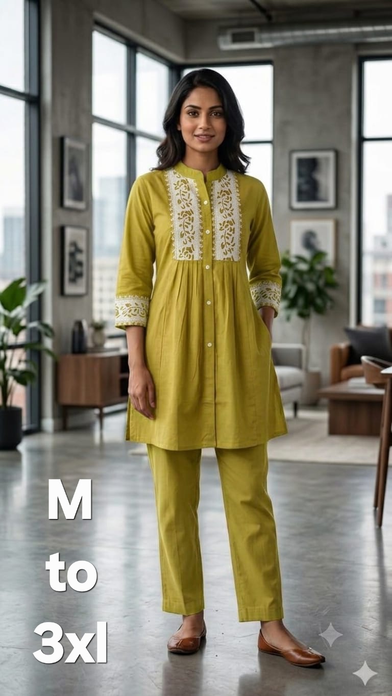 SH COTTON EMBROIDERED WORK CO ORD SET WHOLESALE