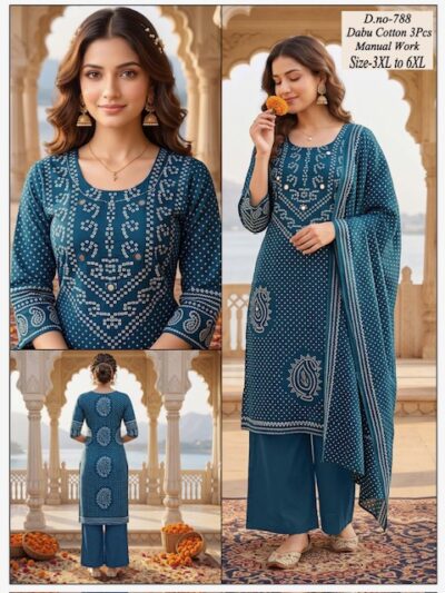 SJ BANDHANI BIG SIZE THREE PIECE SET IN COMBO