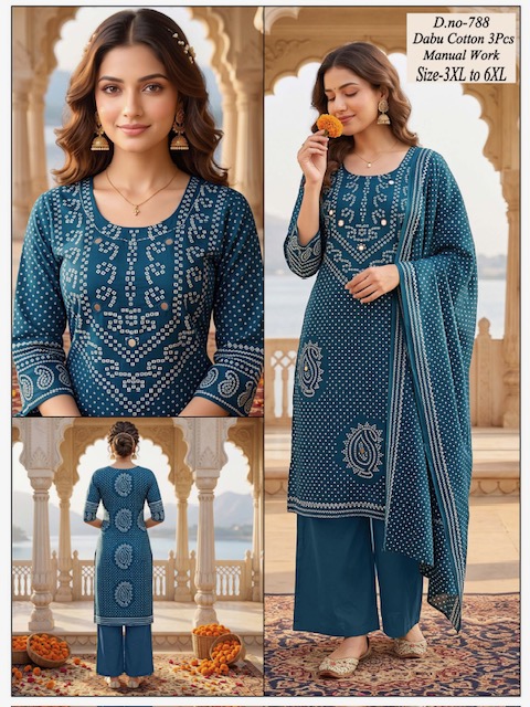 SJ BANDHANI BIG SIZE THREE PIECE SET IN COMBO