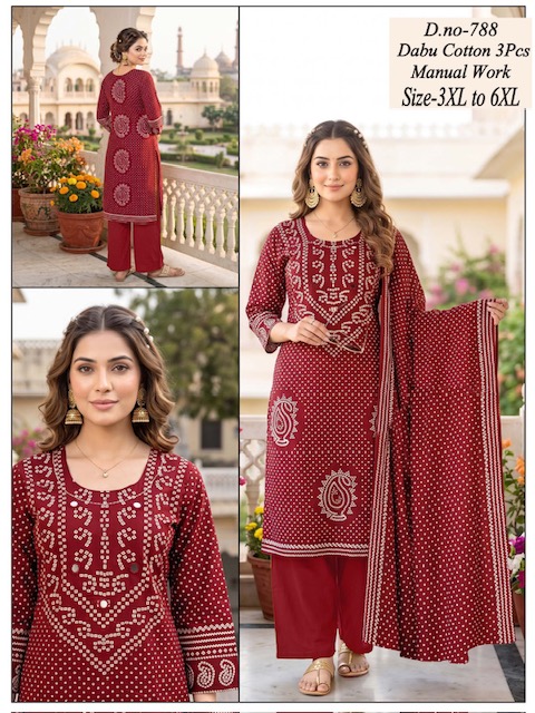 SJ BANDHANI BIG SIZE THREE PIECE SET IN COMBO