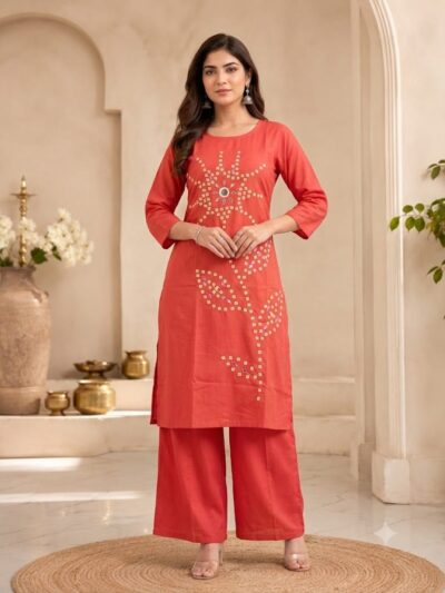 SJ COTTON BANDHANI PRINTED TWO PIECE SET