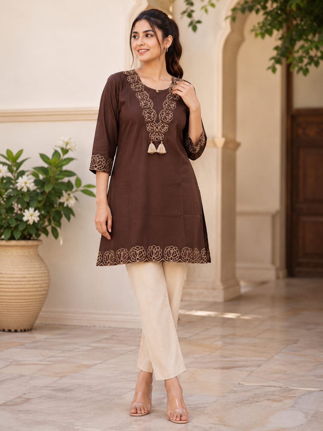 SJ DHABU COTTON TUNIC READYMADE SET IN COMBO