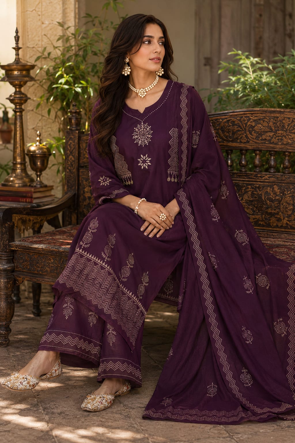 SK COTTON PRINTED THREE PIECE SET COMBO IN WHOLESALE