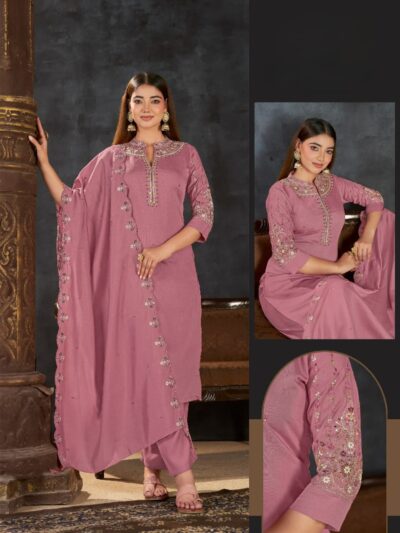 SMB DESIGNER ROMAN SILK THREE PIECE SET IN COMBO