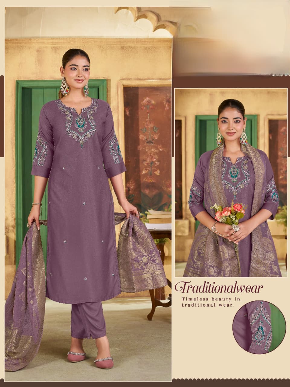 SMB PURE GAJI SILK READYMADE SET IN WHOLESALE