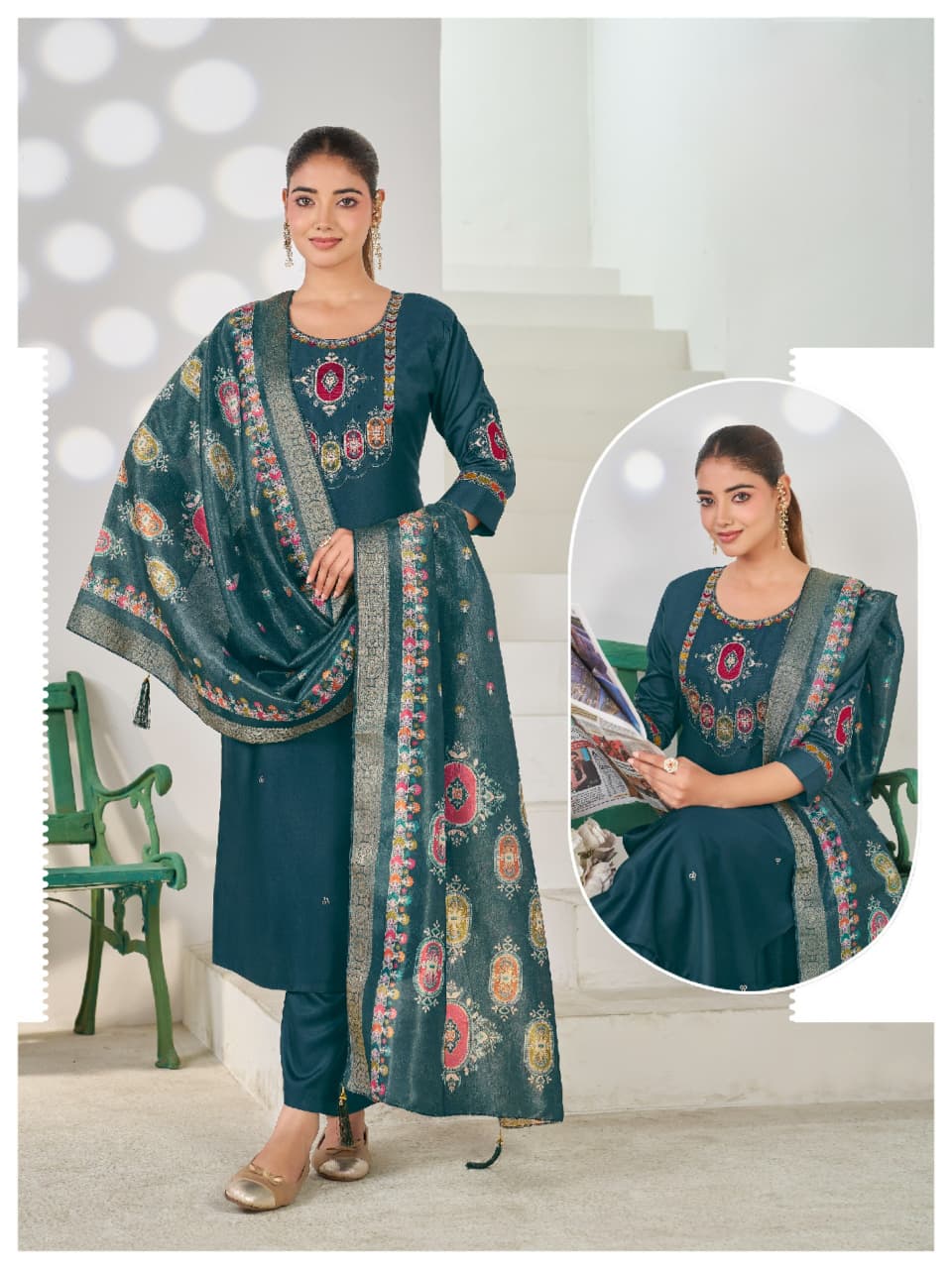 SMB PURE GAJI SILK READYMADE SET IN WHOLESALE