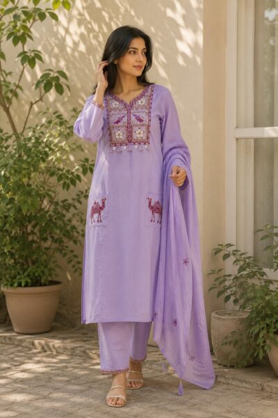 SRF COTTON THREE PIECE READYMADE SET IN COMBO