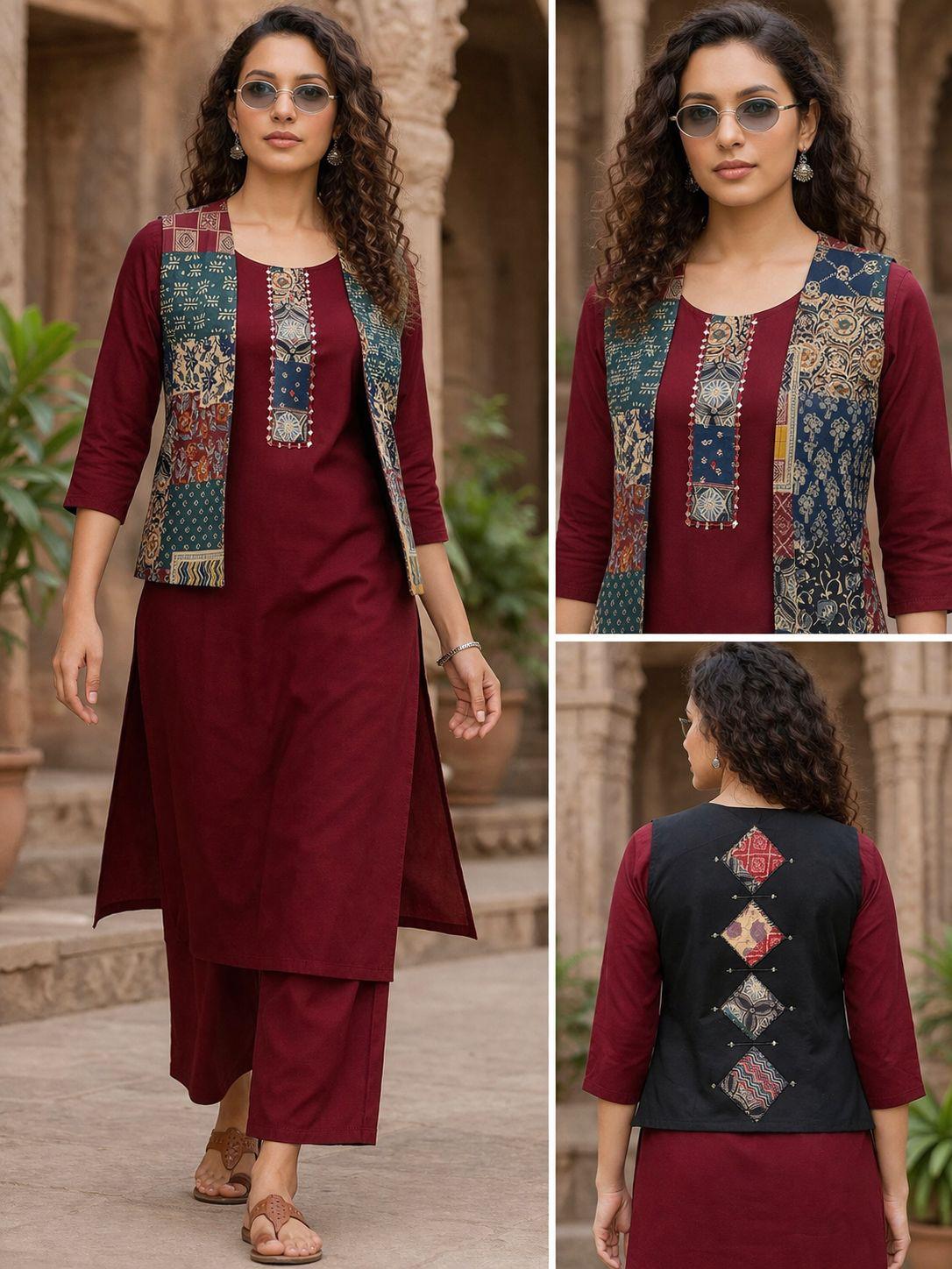 AJRAK PRINTED TWO PIECE SET IN WHOLESALE