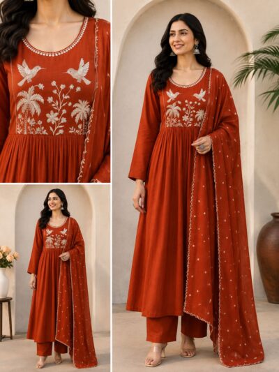 AK DESIGNER EMBROIDERED THREE PIECE SET