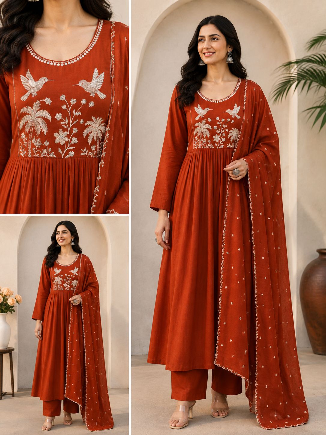 AK DESIGNER EMBROIDERED THREE PIECE SET