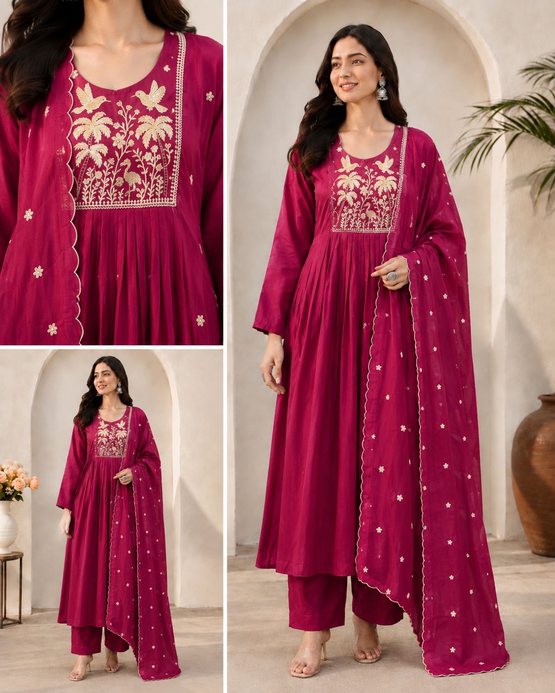 AK DESIGNER EMBROIDERED THREE PIECE SET