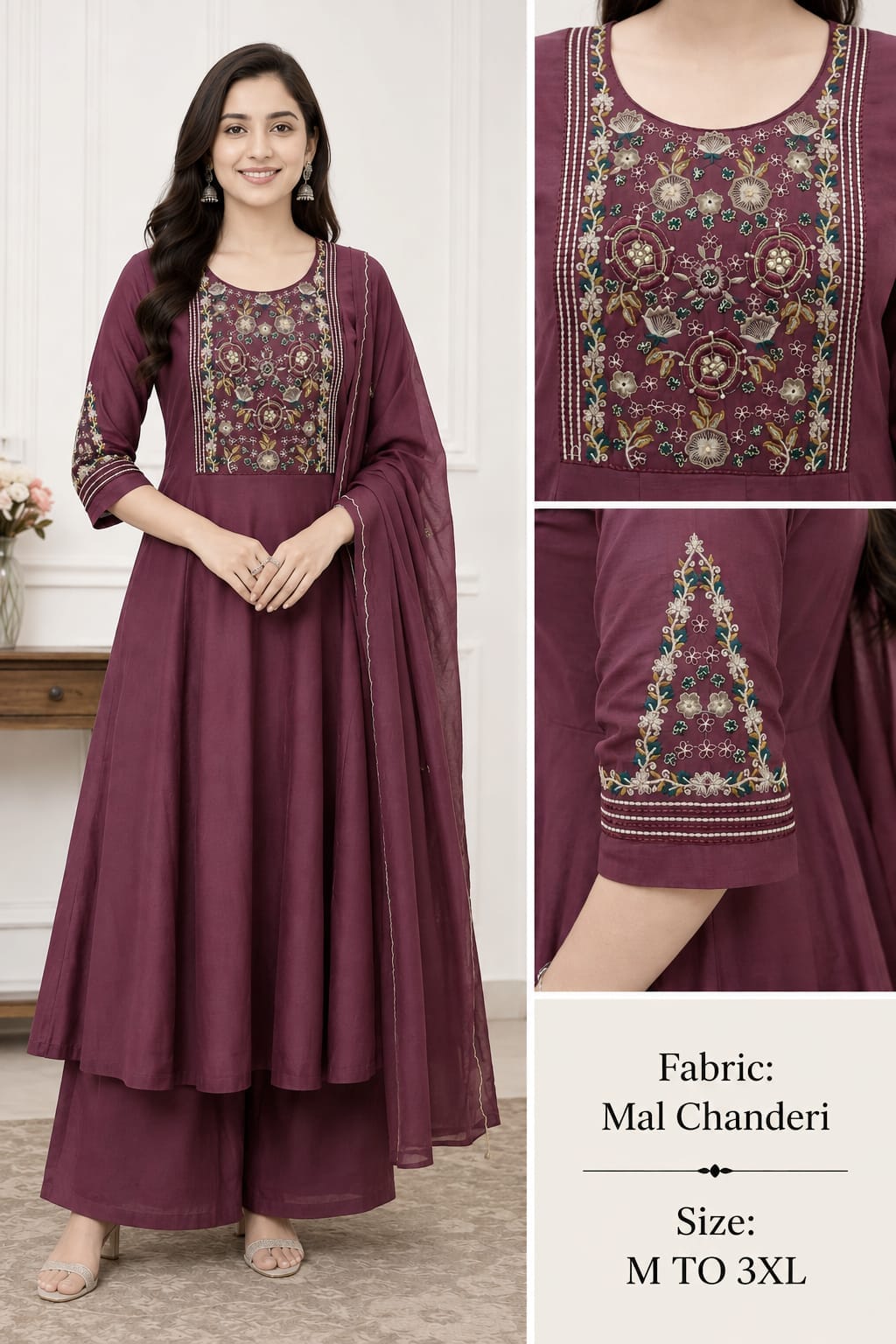 AKF EMBROIDERED THREE PIECE SET IN WHOLESALE