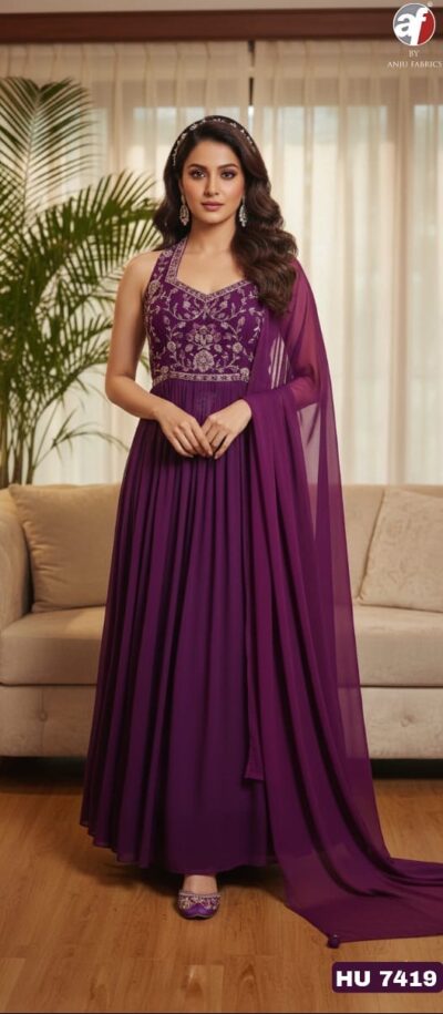 ANJU FABRICS 7419 & 7420 LONG FLAIR FANCY GOWN