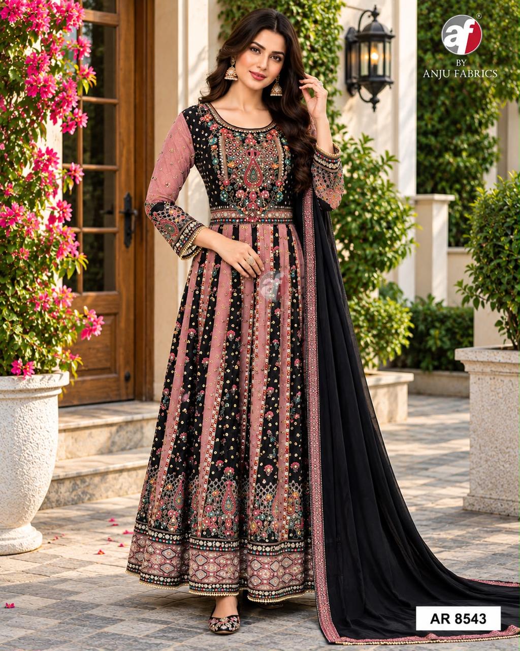 ANJU FABRICS AR 8554 PURE CHIFFON PARTYWEAR GOWN