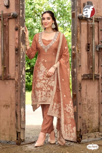 ANJU FABRICS HU 75078 FANCY HANDWORK KURTI SET