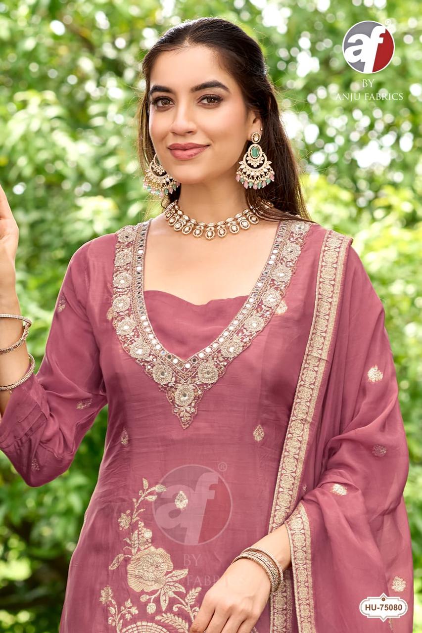 ANJU FABRICS HU 75078 FANCY HANDWORK KURTI SET