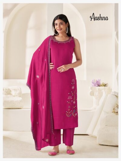 AT AASHNA COTTON HANDWORK THREE PIECE SUIT