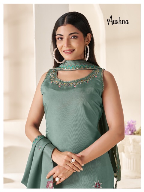 AT AASHNA COTTON HANDWORK THREE PIECE SUIT