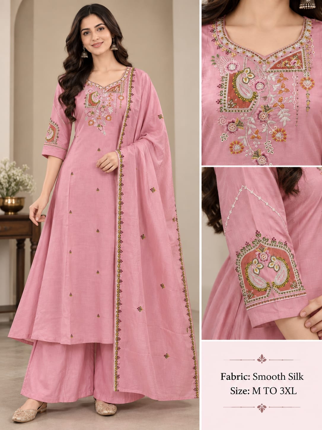 DESIGNER EMBROIDERED THREE PIECE COMBO SET