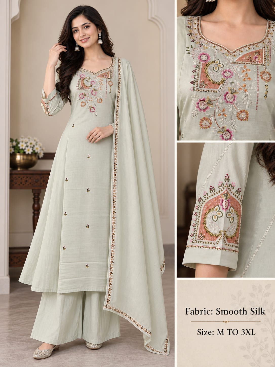 DESIGNER EMBROIDERED THREE PIECE COMBO SET