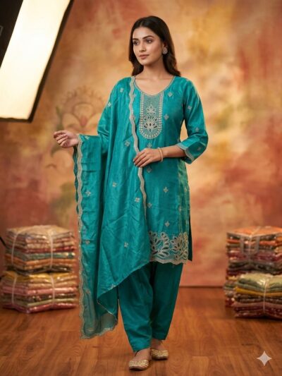 DESIGNER THREE PIECE READYMADE SET IN WHOLESALE
