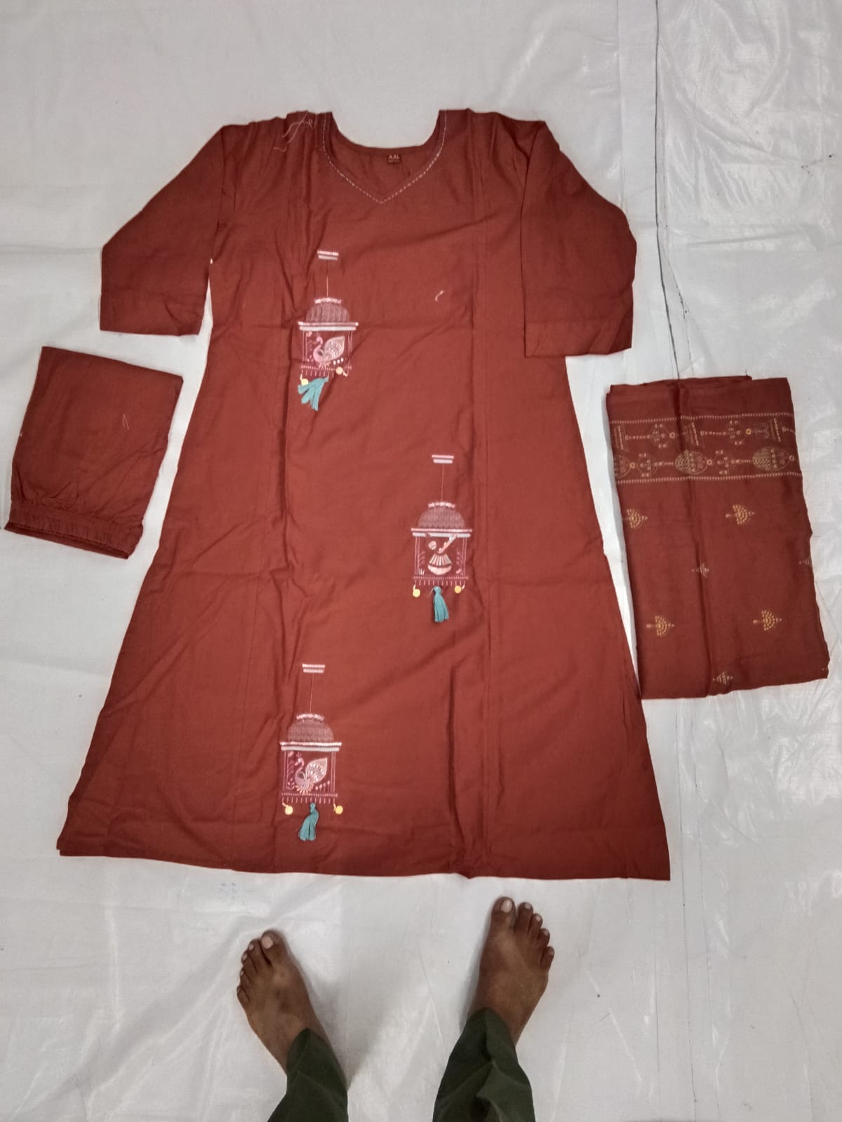 DHABU COTTON A LINE KURTI PALAZZO SET WHOLESALE