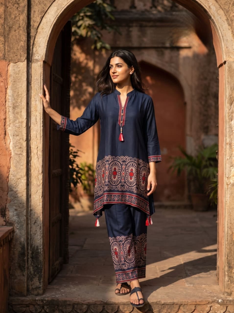 FANCY GAAJI SILK HEAVY WORK CO ORD SET IN WHOLESALE