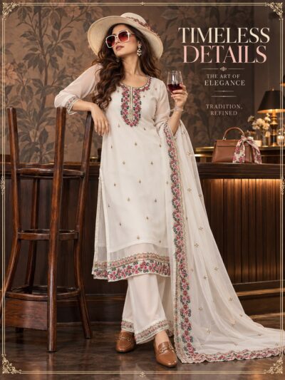 FANCY GEORGETTE EMBROIDERED THREE PIECE SET