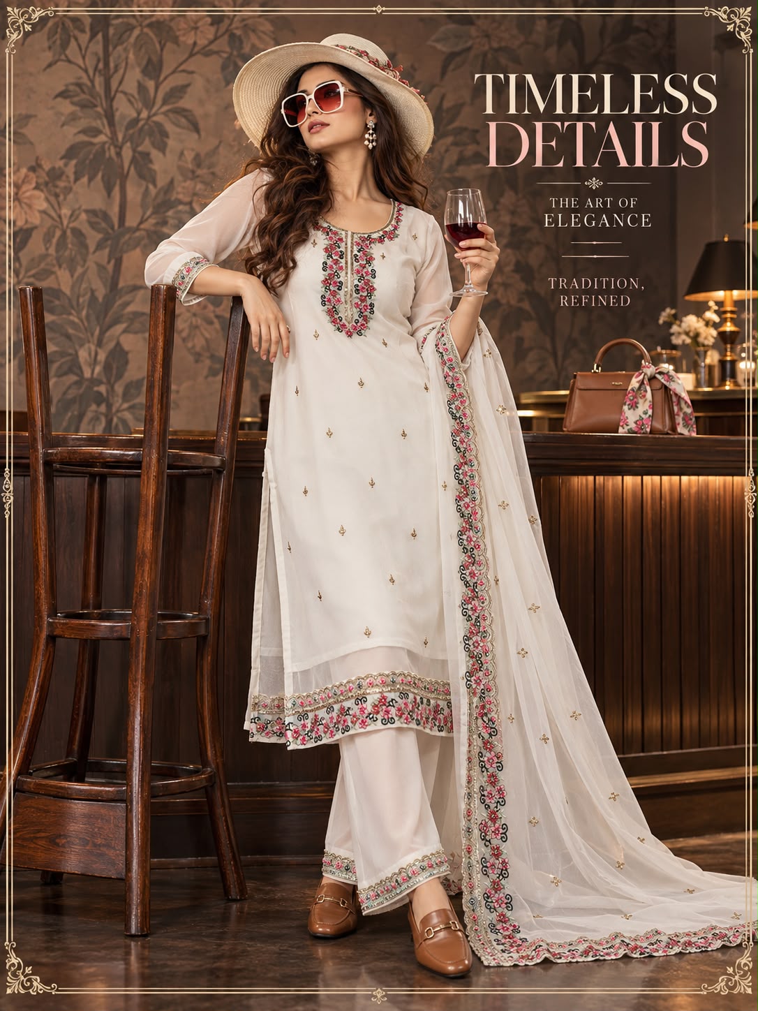 FANCY GEORGETTE EMBROIDERED THREE PIECE SET