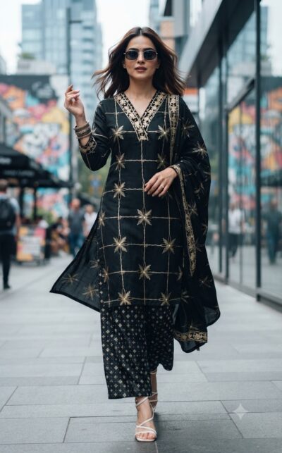FANCY RAYON EMBROIDERED THREE PIECE SET COMBO