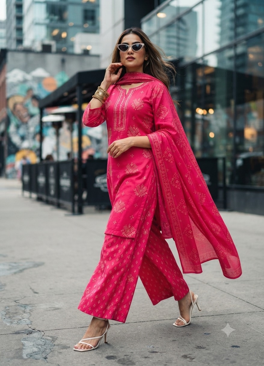 FANCY RAYON EMBROIDERED THREE PIECE SET COMBO