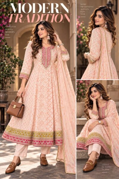 FANCY SILK LONG FLAIR GOWN IN WHOLESALE PRICE