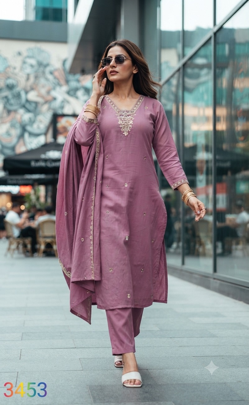FANCY THREE PIECE EMBROIDERED COLLECTION IN COMBO