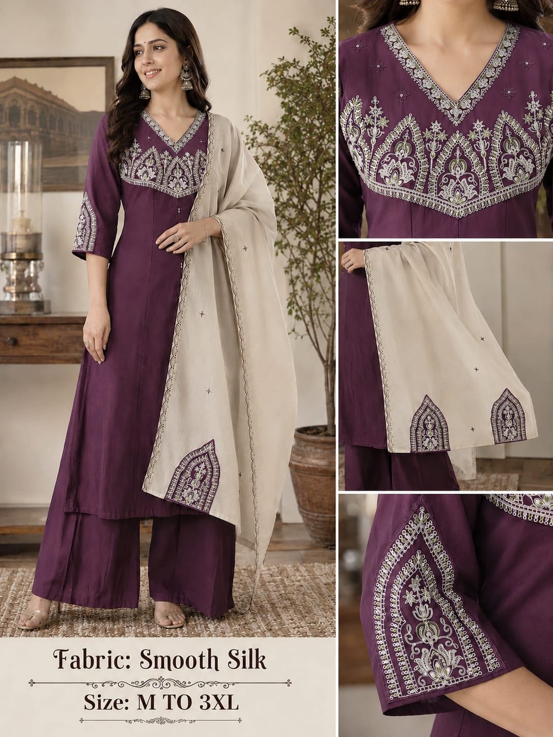 FANCY THREE PIECE READYMADE SET IN WHOLESALE