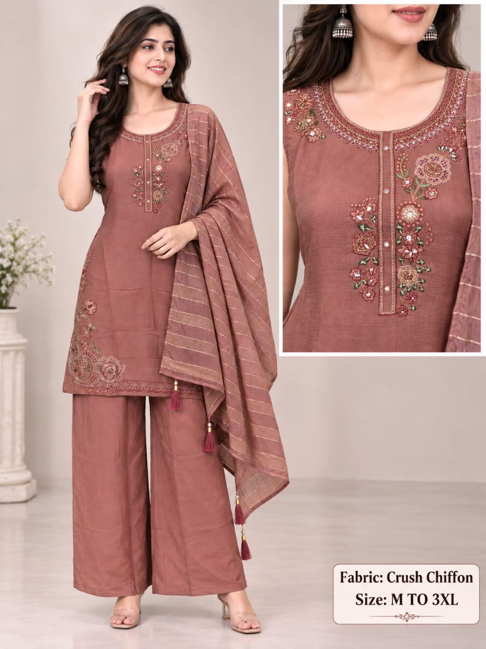 FF CRUSH CHIFFON PLAZA PAIR THREE PIECE SET WHOLESALE