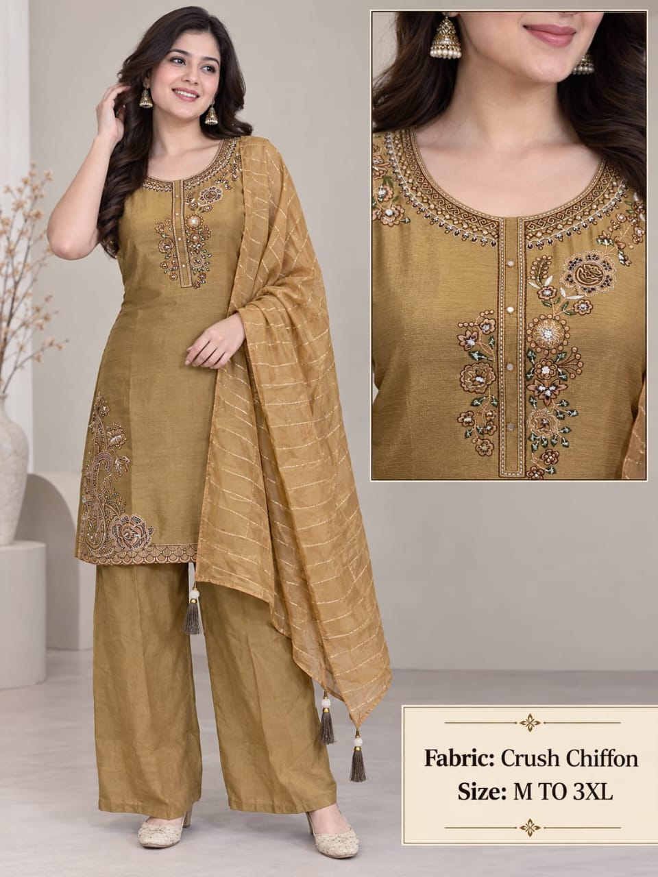 FF CRUSH CHIFFON PLAZA PAIR THREE PIECE SET WHOLESALE
