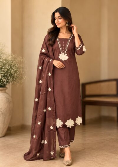 FF FANCY COTTON EMBROIDERED THREE PIECE WHOLESALE
