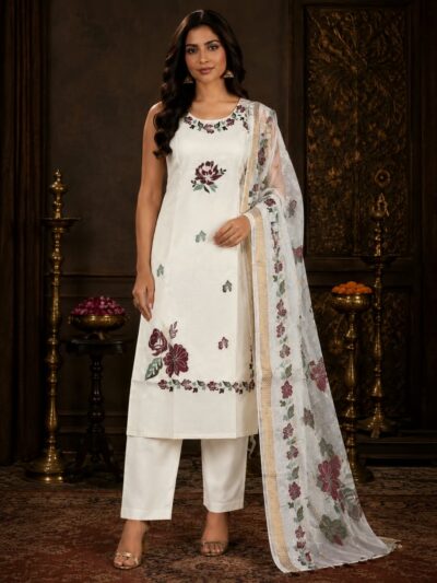 FF ROMAN SILK THREE PIECE KURTI SET IN WHOLESALE