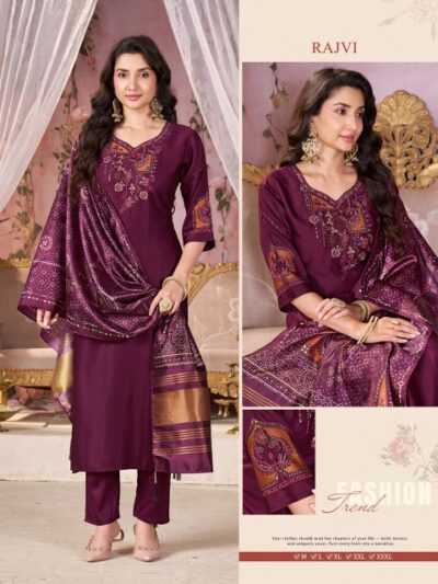 GAJI SILK THREE PIECE SET IN WHOLESALE SURAT