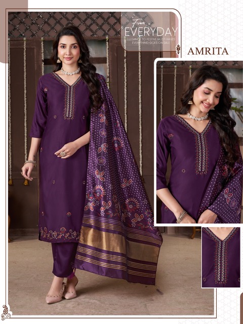 GAJI SILK THREE PIECE SET IN WHOLESALE SURAT
