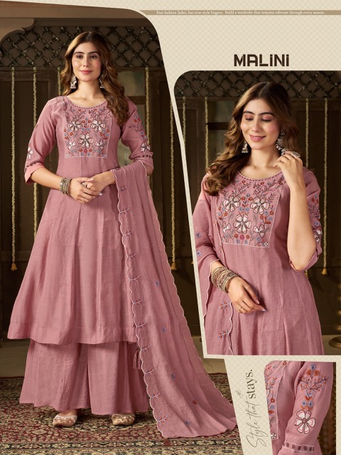 GHR MALINI CORAL CRUSH THREE PIECE COLLECTION