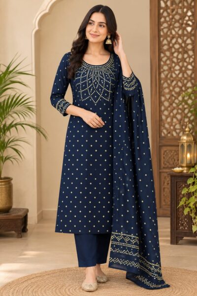 GJ MIRROR WORK BANDHANI THREE PIECE SET
