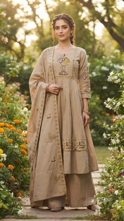 GJ ROMAN SILK FLAIR KURTI SET IN WHOLESALE