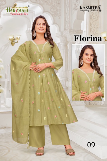 HARIYAALI FLORINA CORAL SILK READYMADE SALWAR